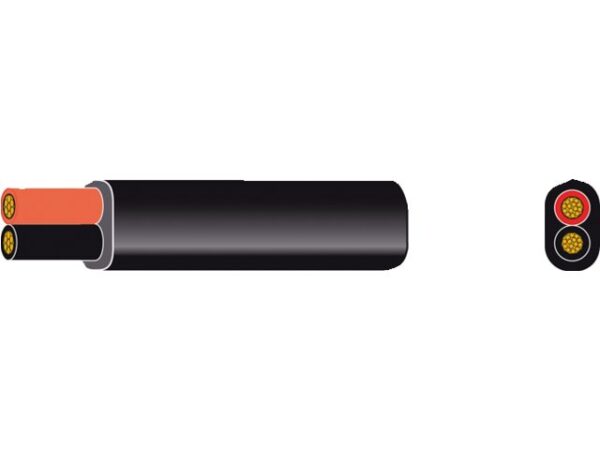 FLAT PVC CABLE BLACK 2X1.50MM² RED/BLACK